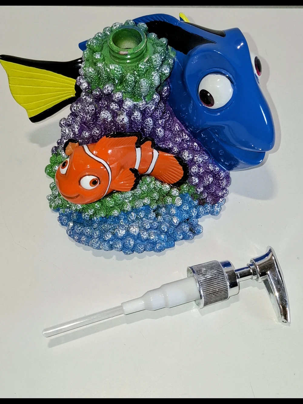 Rare Disney Blue Dory and Orange Nemo  Soap Dispenser